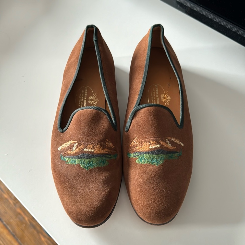 Stubbs & Wotton fox suede loafers. In pristine condition, size 38